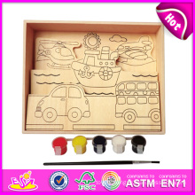 2014 New Colorful Wooden Kids Paint Toy, Popualr Wooden Kids Paint Toy, Hot Selling Education DIY Wooden Kids Paint Toy W03A059